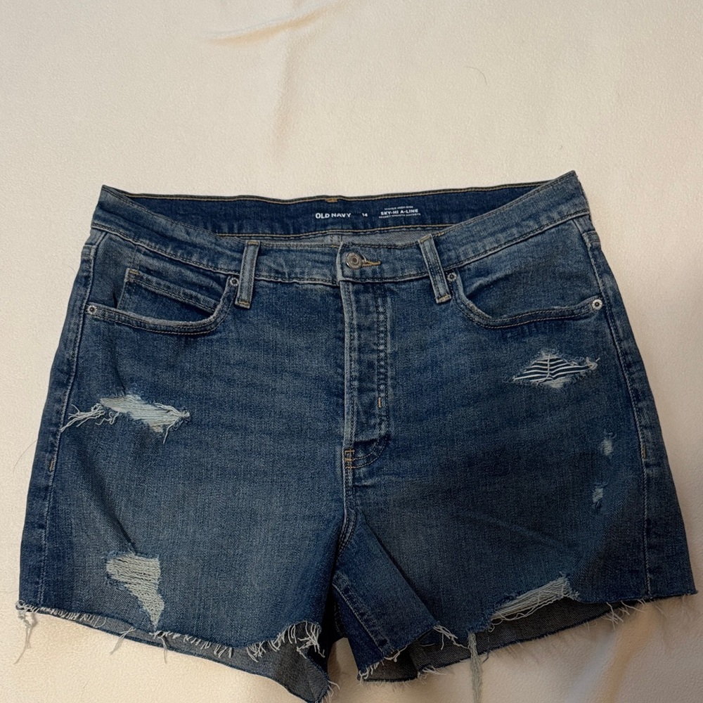 Old Navy Women's Distressed Dark Blue Jean Shorts